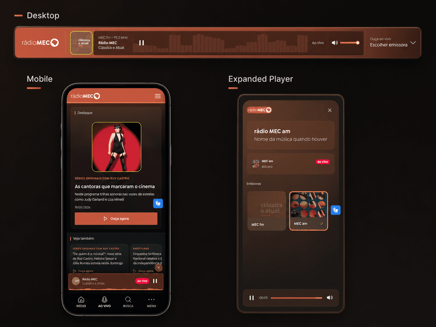 Global player on the redesigned Rádio MEC / Nacional portal