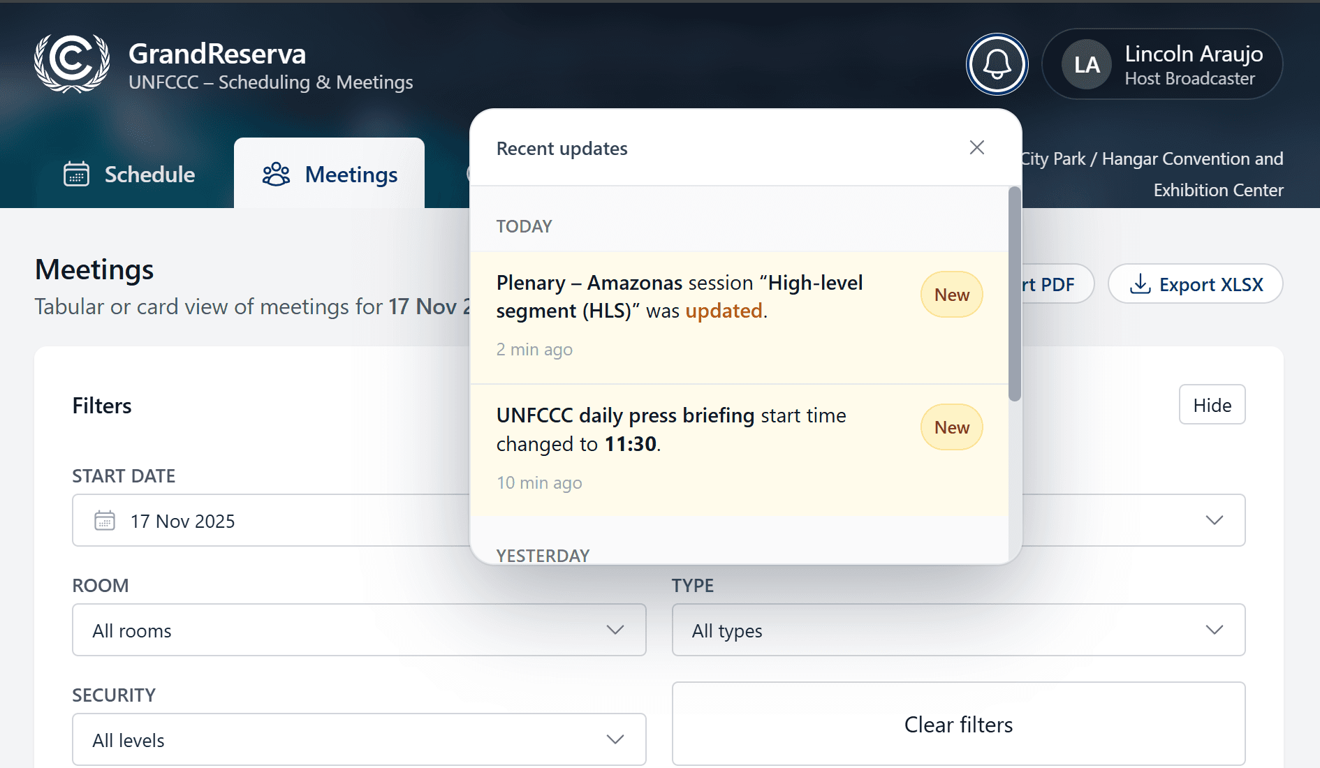 Grand Reserva notification system concept